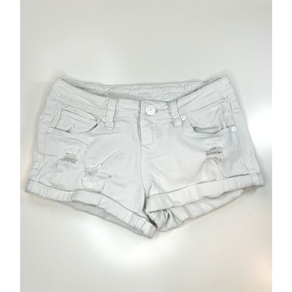 Vanilla Star Pants - VANILLA STAR Jean Shorts Junior Teens Sz 1 White Distressed Cuffed Denim Frayed